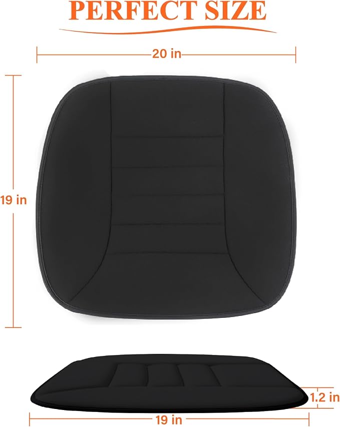 kingphenix Memory Foam Car Seat Cushion for Driver and Office Chair Comfort | 1.2-Inch-Thick Memory Foam Seat Pad, Soft, Breathable Fabric, Non-Slip Silicone Bottom for Long Drives and Office Use, Black - Image 6