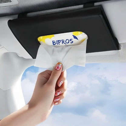 Car Tissue Holder for Visor with Lotion Facial Tissues Included | Allergy & Sensitive Skin Care | Slim Visor Tissue Holder | Easy-Access Car Napkin | Perfect for Commute & Road Trips by BIPROS
