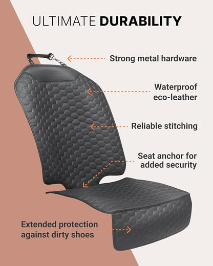Set Seat Back Organizer & Car Seat Protector Hexy Waterproof & Non-Slip Protector for Child Car Cushion for Leather and Fabric Seats (Black) - Image 5