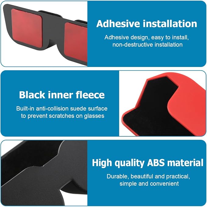 Bittwee Sunglasses Holder for Car Dashboard, Vehicle Eyeglasses Storage Case with Semi-Open Design, Self Adhesive Auto Interior Glasses Organizer Box, Universal for SUV, Truck, RV（Black） - Image 4