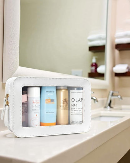 Clear Toiletry Bag,Portable Travel Makeup Pouch with Zipper, TSA Approved Organizer Sunscreen Bag Clear Makeup Toiletry Pouch Beach Vacation Essentials for Women Teen Girls (White) - Image 6