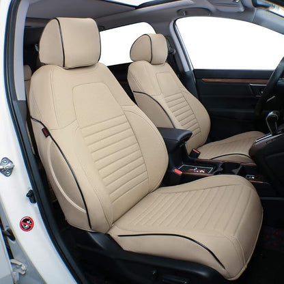 EKR Accord Seat Covers for Honda Accord 2023 2024 2025 2026 EX,SE &2023-2026 (Hybrid) Sport,EX-L,Sport-L,Touring,(Rear Row W/40/60 Split Backrest),Leather Seat Covers for Trucks Full Set (Beige) by EKR