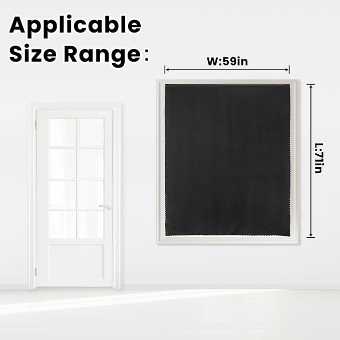 Adhesive Blackout Curtains- Self Stick Shades Window Blinds Curtains No Rod Needed Easy to Hang Curtains, Use for Bedroom, Living Room, Dining Room, Kitchen, Home Office, 59"W X 71"L, Black, 1 Panel - Image 7