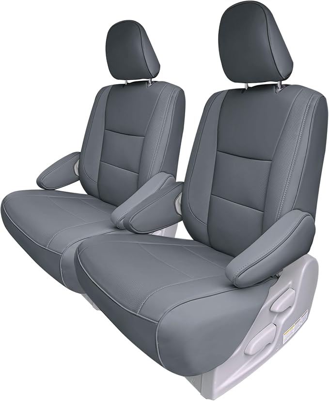 FH Group Custom Fit Car Seat Covers Specifically Made for 2011-2020 Toyota Sienna 7 Passenger, Car Seat Cover 2nd Row, Automotive Seat Covers in Solid Gray Faux Leather, Waterproof and Washable by FHGroup