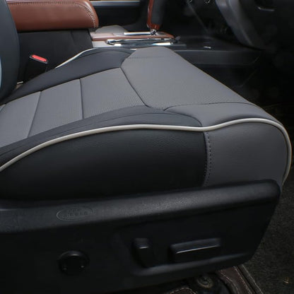 EKR Tacoma Leather Car Seat Covers Custom Fit for Toyota Tacoma 2012 2013 2014 2015 (Regular Seats) - Truck Seat Covers Full Set,Faux Leather(Black/Gray) - Image 2