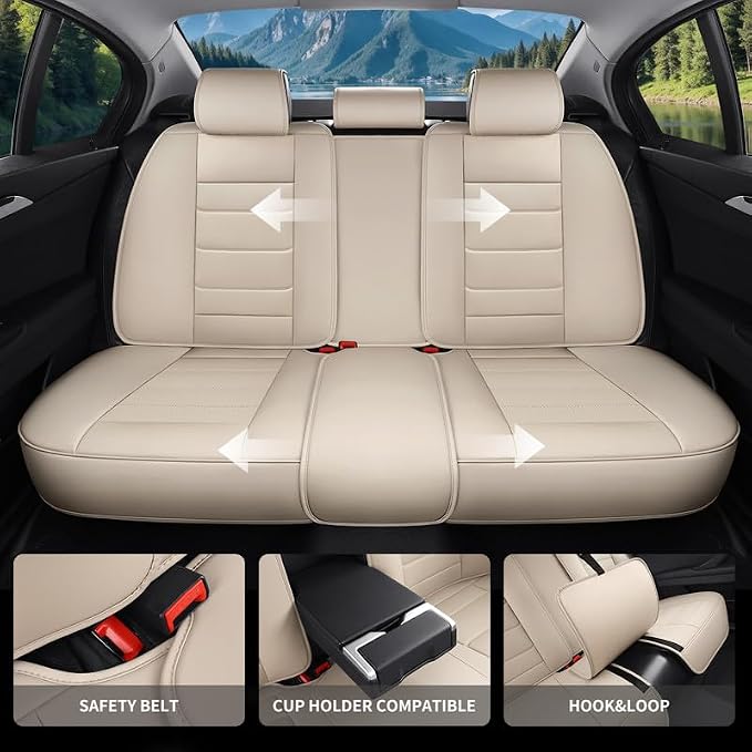 Car Seat Covers Full Set Custom Fit For Lexus RX 330 2004-2006, Beige | Lumbar Support, Premium Faux Leather, Breathable, Anti-Slip, Airbag Compatible, Waterproof, Car Seat Protectors, 2 Row-5Seat - Image 4