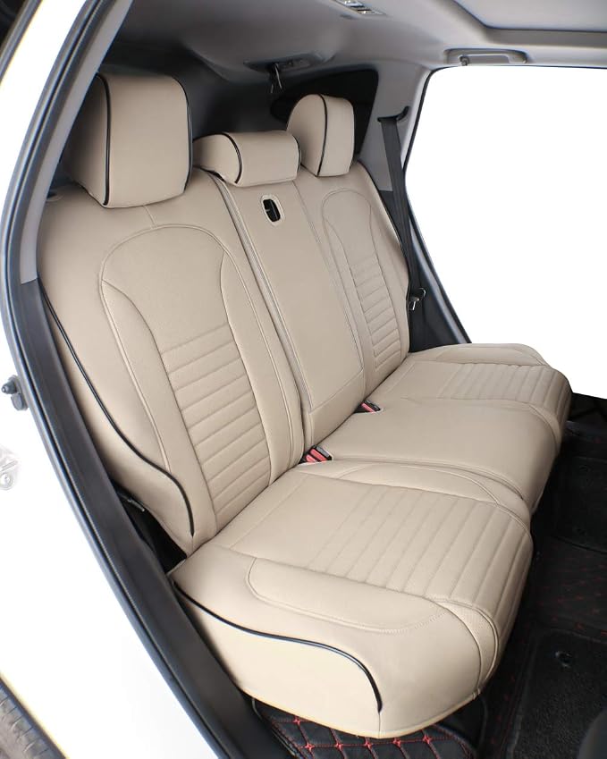 EKR Accord Seat Covers for Honda Accord 2023 2024 2025 2026 EX,SE &2023-2026 (Hybrid) Sport,EX-L,Sport-L,Touring,(Rear Row W/40/60 Split Backrest),Leather Seat Covers for Trucks Full Set (Beige) - Image 4