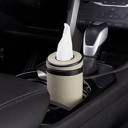 MiOYOOW Car Tissue Holders, Car Cup Holder Tissues Tube Diameter 2.75'' PU Leather Cylinder Tissue Box for Car Bathroom Office Use - Image 2