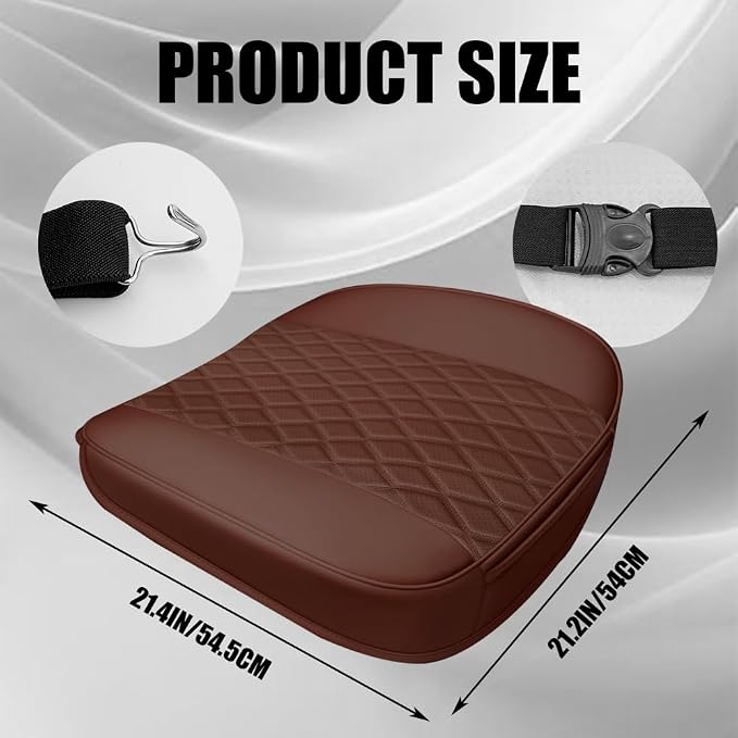 Leather Front Car Seat Covers, Car Bottom Seat Cover, Anti Slip Leather Auto Front Seat Cushion Cover with Storage Pocket, Waterproof Bottom Auto Seats Cushion Pad Mat for Vehicles (Coffee) - Image 2