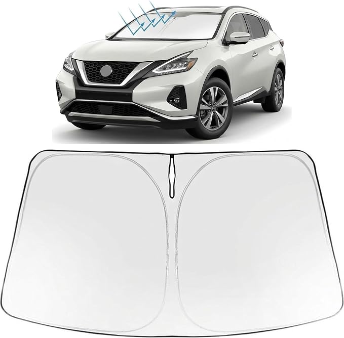 Proadsy Custom Fit Car Windshield Sun Shade for 2025-2026 Nissan Murano | 240T Heat Shield, Drops Temp 54°F, Blocks 99% UV, Prevents Dashboard Cracking, Summer Parking & Beach Trips, Easy Twist-Fold by Proadsy