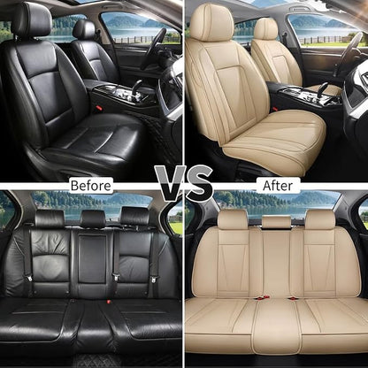 Car Seat Covers Full Set Custom Fit for Honda Accord 2000-2026 , Beige | Premium Faux Leather, Waterproof, Anti-Slip, Airbag Compatible, Breathable, Car Seat Protectors, 2 Rows 5 Seats - Image 5