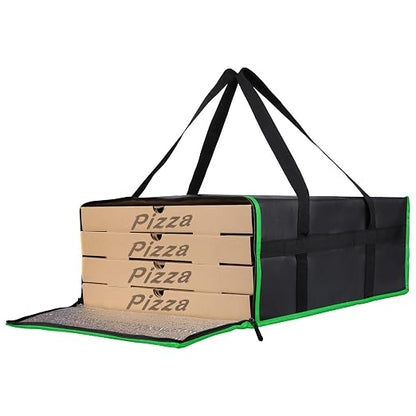Bodaon Insulated Pizza Delivery Bag, 20" x 20" x 8" Pizza Warmer Bags for Carry Hot, Black with Green Edge, 1-Pack by Bodaon