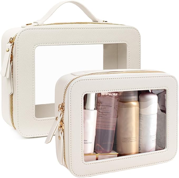 Travel Clear Makeup Bag Set, TSA Approved Cosmetic Bag Case with Zipper Portable Makeup Pouch Toiletry Bag Traveling Cosmetic Organizer Storage Bag Car Organizer Car Essentials by FFpaw