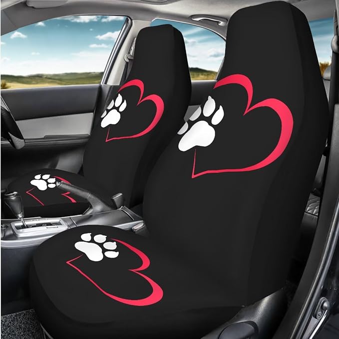 Dog Paw 2 Pcs Car Seat Covers Set Vehicle Front Seat Protector Auto Interior Accessories Protetors Car Mat Covers Universal fit Most Car SUV Van Truck - Image 7