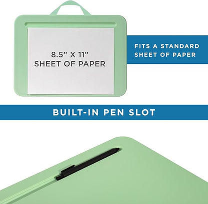 LAPGEAR Compact Lap Desk – Sage Green, Fits 14" Laptops | Microbead Cushion, Built-In Pencil Slot, Carry Handle, Fits Standard Letter-Size Paper (8.5" × 11") - Image 4