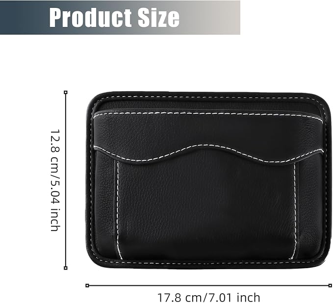 Car Seat Side Pocket Organizer, PU Leather Car Storage Bag Multifunctional Phone Wallet Key Card Holder Gap Filler Universal Pouch for Auto Door Seat Side Dash Interior Accessories (Black) - Image 2