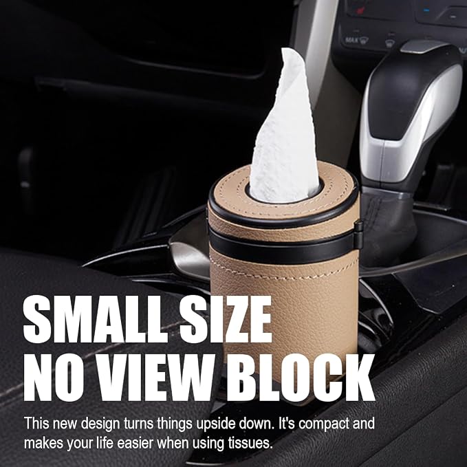 ZIMISI Car Tissue Holder, Convenient Travel Napkin Boxes, Car Tissues Cylinder, Round Canister Napkin Holder, Travel Tissue Tube Container for Vehicle Cup Holder, Home, Office (Beige) - Image 3