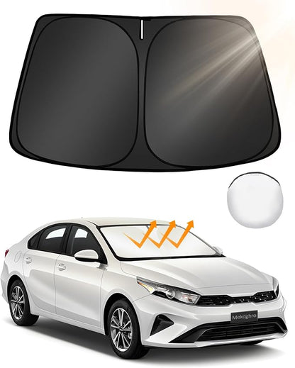 Custom Fit Windshield Sun Shade for Kia Forte 2019-2024 | Foldable, Easy to Install & Store, Full Coverage, 210T Reflective Fabric, Blocks 99% of UV Rays by Mekdghro