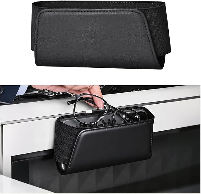 Car Seat Side Storage Pocket, Leather Multifunctional Vehicle Console Side Pouch Organizer, Small Automotive Door Tray Pouch Bag Accessories, Universal for SUV, Sedan, Truck (Black) by SWPHRT
