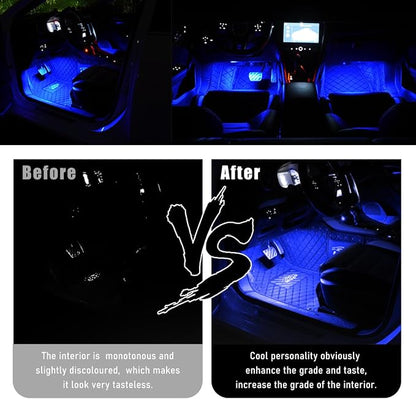 Wevdn Car Interior LED Strip Light, 12V 24 LED Neon Ambient Night Light with Cigarette Lighter Plug, Automotive Atmosphere Decorative Under Dash Lighting Kit, Car Accessories (Blue) - Image 5