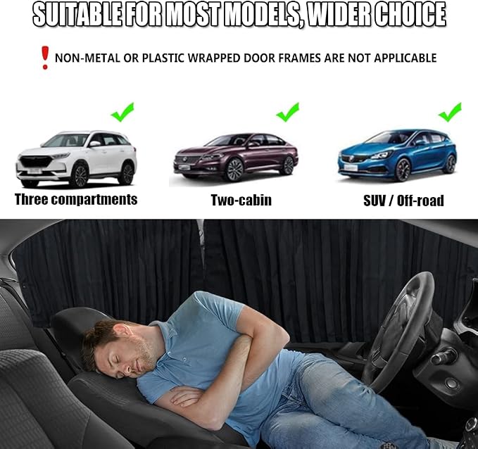XCBYT Magnetic Car Curtains for Windows, 100% UV Blackout Privacy Shades | Blocks the sun to provide complete privacy. Ideal for car camping, breastfeeding, taking naps during lunch breaks - Image 7