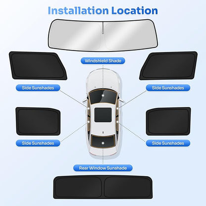 Canvcle Window Shades for 2022-2026 GMC Hummer EV Pickup Accessories Windshield Sun Shade Side Rear Window Covers Sunshade Sun Shield Privacy Protection for Camping Keep Car Cool Black 6PCS(Not SUV) - Image 5