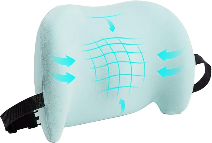 Lumbar Support Pillow for Office Chair, Memory Foam Car Back Cushion | Lumbar Pillow Lower Back with Adjustable Straps, Ergonomic Chair Back Pillow for Office, Car, Gaming Chairs and Bed by BYMECOST