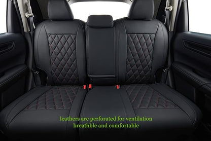 Custom Seat Covers for 2017-2022 Honda CR-V,Premium Faux Leather Car Seat Cover Set,Full Set Waterproof SUV Seat Protector,Armrest Covers Included (Red/Black) - Image 2