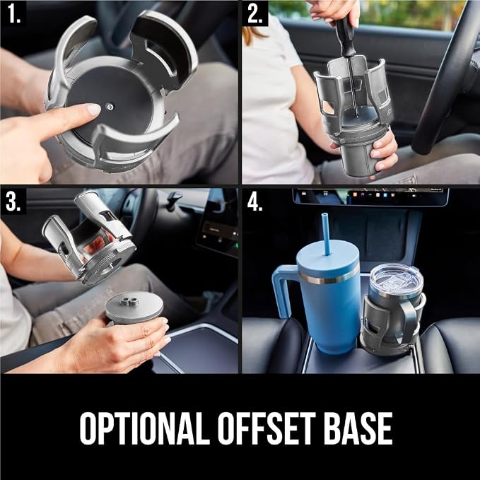 GORILLA GRIP Patent Pending Adjustable Car Cup Holder Expander, Keeps Water Bottle Secure, Expands to Fit 18 to 48 oz Large Bottles, Yeti, Owala, Stanley with Handle, Coffee Mug Insert for Cars, Gray - Image 8
