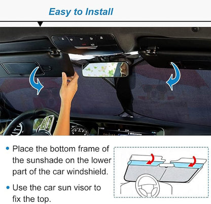 Car Windshield Sunshade, KANCOKIT Cartoon Pattern Auto Sun Shade Foldable for Front Window Sun Visor Protector UV Ray Reflector Keep Vehicle Cool Protect Kids Baby & Pets (59" x 33.5") (Umbrella) - Image 4