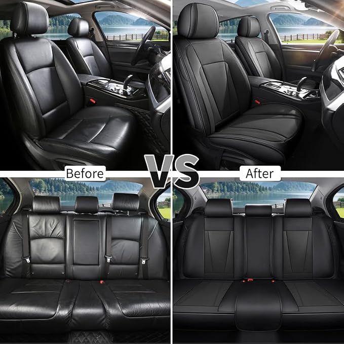 Car Seat Covers Full Set Custom Fit for Acura TL 1999-2014, Black | Premium Faux Leather, Waterproof, Anti-Slip, Airbag Compatible, Breathable, Car Seat Protectors, 2 Rows 5 Seats - Image 5
