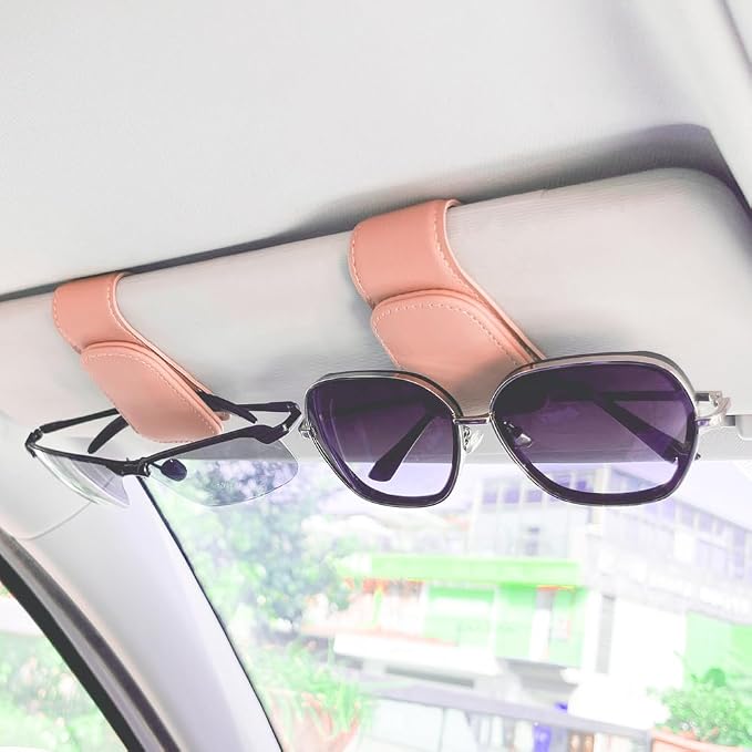 Sunglass Holder for Car, Magnetic Leather Eyeglass Hanger Clip for Car Sun Visor, Sunglasses Holder and Ticket Card Clip for Car Visor Accessories (1Pack Pink) - Image 6