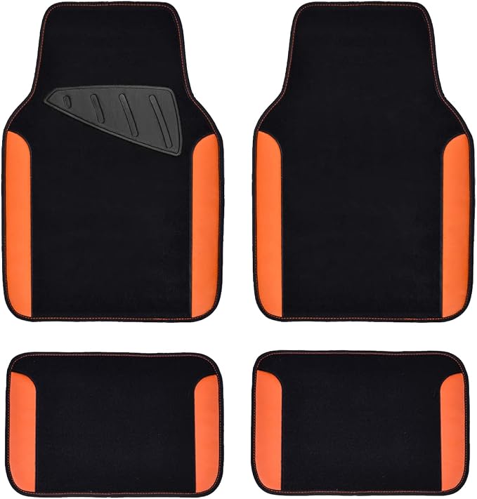 CAR PASS Waterproof Car Floor Mat, Universal Fit Car Mats with Driver Heel Pad, Leather Car Carpet, Anti-Slip Nibbed Backing Floor Mats for SUV, Vans,Sedan,Truck, Automotive Set for Women (Orange) by CARPASS