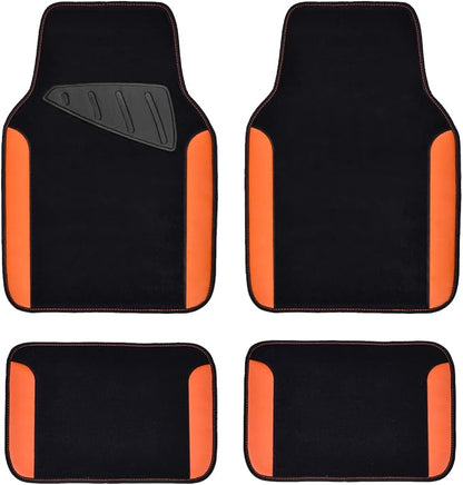 CAR PASS Waterproof Car Floor Mat, Universal Fit Car Mats with Driver Heel Pad, Leather Car Carpet, Anti-Slip Nibbed Backing Floor Mats for SUV, Vans,Sedan,Truck, Automotive Set for Women (Orange) by CARPASS