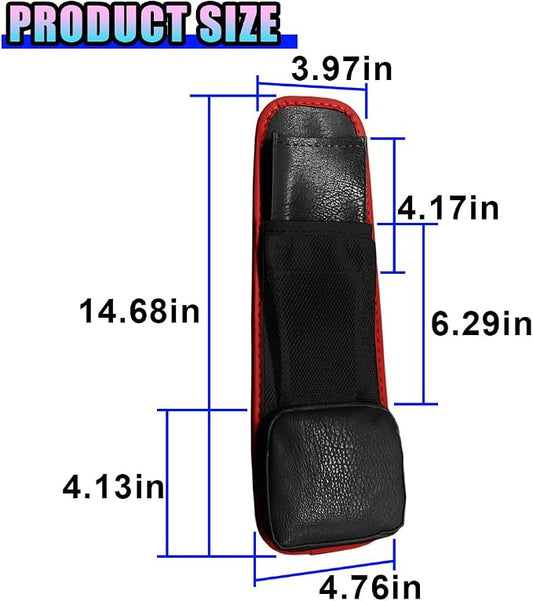 Leather Car Seat Side Organizer, Multi-Pocket Hanging Storage Bag, Front Seat Gap Holder for Phone Wallet Glasses, Universal Auto Accessories for SUV Truck RV(BlackRed) - Image 2