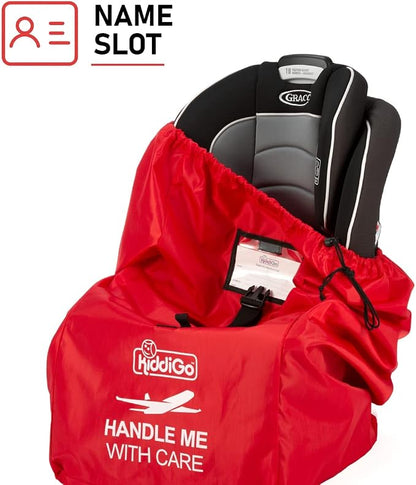 KiddiGo Car Seat Travel Bag for Airplane, Red, 33” H x 18” W x 18” D, Fits Most Standard Convertible, Booster & Infant Car Seats, Gate Check Universal Size Car Seat Cover, Easy Carry Design - Image 4