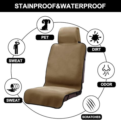 Neoprene Waterproof Car Seat Cover, Khaki 2pcs, Non-Slip | Car Seat Protector, Sweat-proof, Universal Fit SUV & Truck, Machine Washable, For Gym, Yoga, Pets, Workout, Beach, Swimming - Image 3