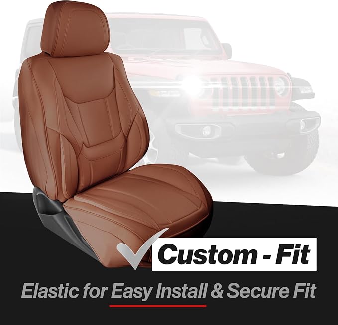 Coverland Custom SUV Car Seat Covers for 2024-2026 Subaru Solterra | Premium Waterproof Faux Leather Non-Slip Memory Foam Airbag Compatible Custom Fit Interior Protector [Front Seat-Camel Brown] - Image 2