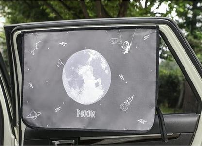Magnetic Car Sun Shade Curtain for Side Window – Sun Blocker and UV Protector for Baby, Kids, and Pets – Universal Fit with Built-in Magnets for Steel-Framed Door (Moon) - Image 7