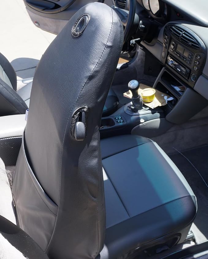 Iggee Beige Artificial Leather Custom Made Original fit Front seat Covers Designed for Porsche Boxster 1997-2004 - Image 3