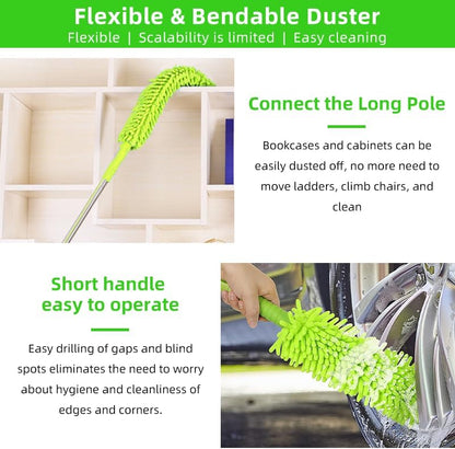 62" Car Wash Brush with Long Handle Chenille Microfiber Car Wash Mop Mitt, Wheel Brush, Windshield Window Squeegee, Car Duster Microfiber Towel, Gloves, Drill Brush, for Cleaning Cars RV Truck Boat - Image 6