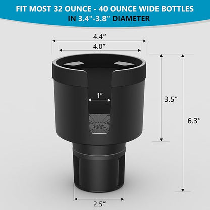 Seven Sparta Cup Holder Expander with Phone Holder & Cable Access, 3-in-1 Car Organizer, Side Storage Box for Phone/Cards, Compatible with Yeti, Owala, Hydro Flasks & Large Bottles Mugs in 3.4"-3.8" - Image 6