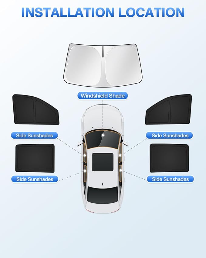 Canvcle Sunshades for Chevrolet/Chevy Silverado 2500 3500 Crew Cab 2020-2026 Accessories Windshield Sun Shade Side Rear Window Shade Cover Sun Visor Shield Privacy Protection Keep Car Cool Black 5PCS - Image 5