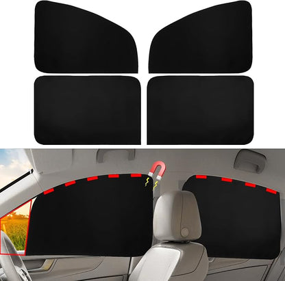 Ovege Car Window Shades Magnetic - Side Window Sun Shade Car Curtain Suedette UV Protection Privacy Baby Suction Magnetic －Front&Back 4pcs by Ovege
