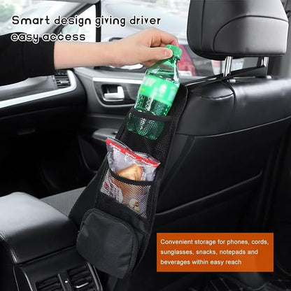 Car Seat Side Organizer, Front Seat Storage Hanging Bag Mesh Pocket Stuff Holder, Multi-Pocket Vehicle Storage Net Organizer for Drink Glasses Phone Wallet, Car Accessories - Image 4