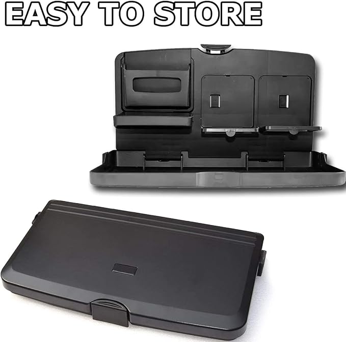 VaygWay Foldable Car Food Tray Holder Multi- Functional Portable Auto Food and Drink Tray – Black Eating Organizer Backseat Car Tray – Kids Table Holder Desk- Laptop, Meal (1 Pk Black) - Image 6