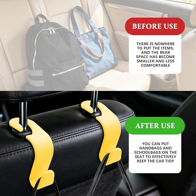 4PCS Car Seat Headrest Hooks, Purse Hook for Car | Car Headrest Hidden Hook, Car Interior Accessories Multi-Use Portable Headrest Organizer Holder for Purse Handbag Coats - Image 7