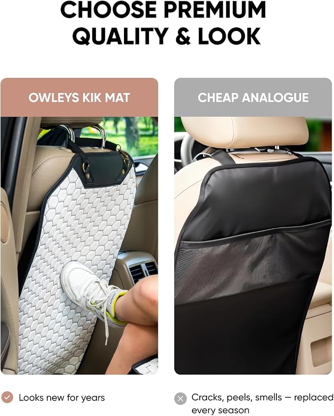 Kick Mat Back Seat Protector - Car Back Seat Cover for Kids Feet - Waterproof & Sturdy Protector for Upholstery from Dirt, Mud, Scratches and Stain (White 2 pcs) - Image 9