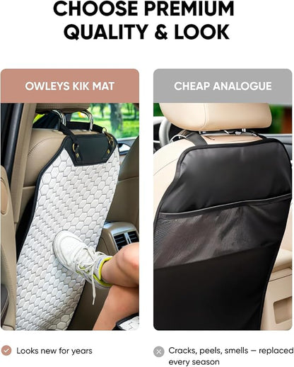 Kick Mat Back Seat Protector - Car Back Seat Cover for Kids Feet - Waterproof & Sturdy Protector for Upholstery from Dirt, Mud, Scratches and Stain (White 2 pcs) - Image 9