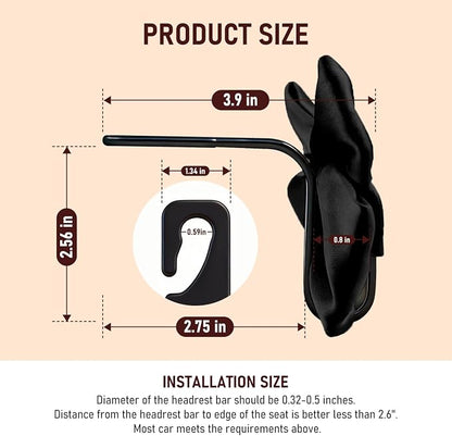 Bow Car Hooks for Purses and Bags, 2 Pack Cute Car Purse Hook, Universal Car Seat Headrest Hooks Bag Holder, Bow Car Accessories, Automotive Purse Hook Hanger Interior Decoration Accessories (Black) - Image 7